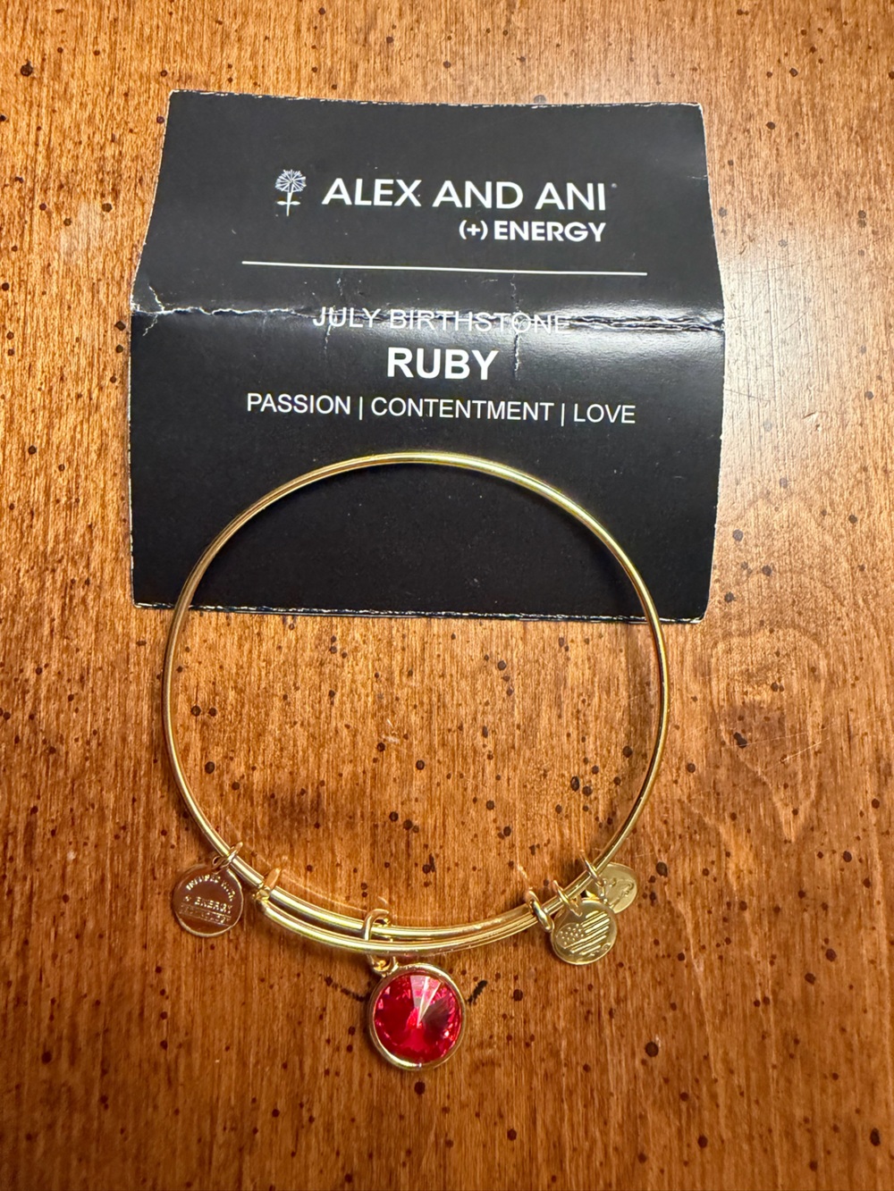 Alex and Ani Gold Tone Bangle with Ruby Accent